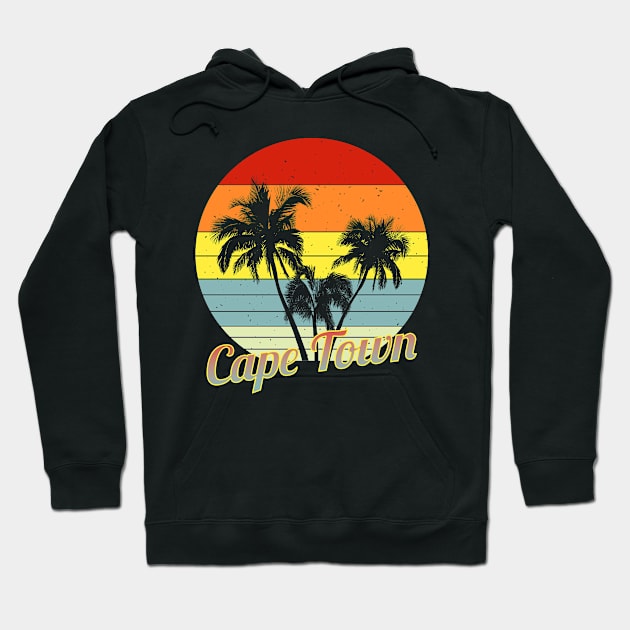 Cape Town Retro Tropical Palm Trees Vacation Hoodie by macdonaldcreativestudios